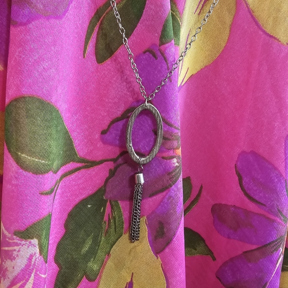 Hawaiian pink floral flowy strappy midi dress nwot 1X - Picture 7 of 10